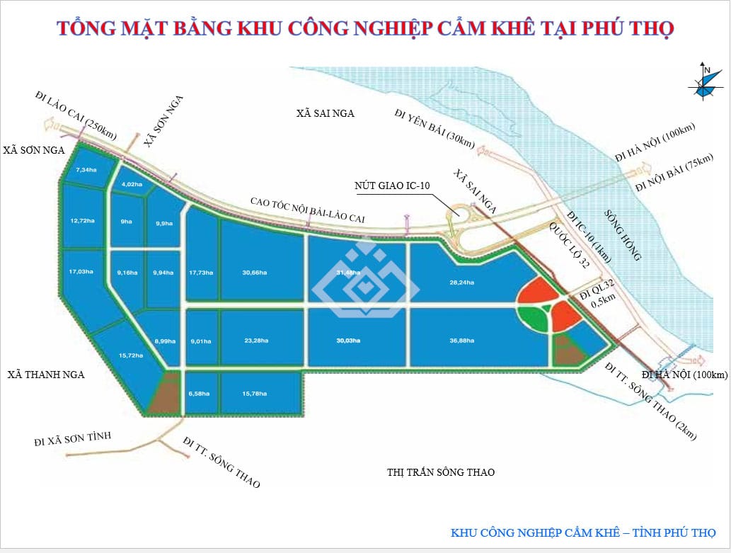 Lô đất 5ha trong KCN Cẩm Khê Phú Thọ